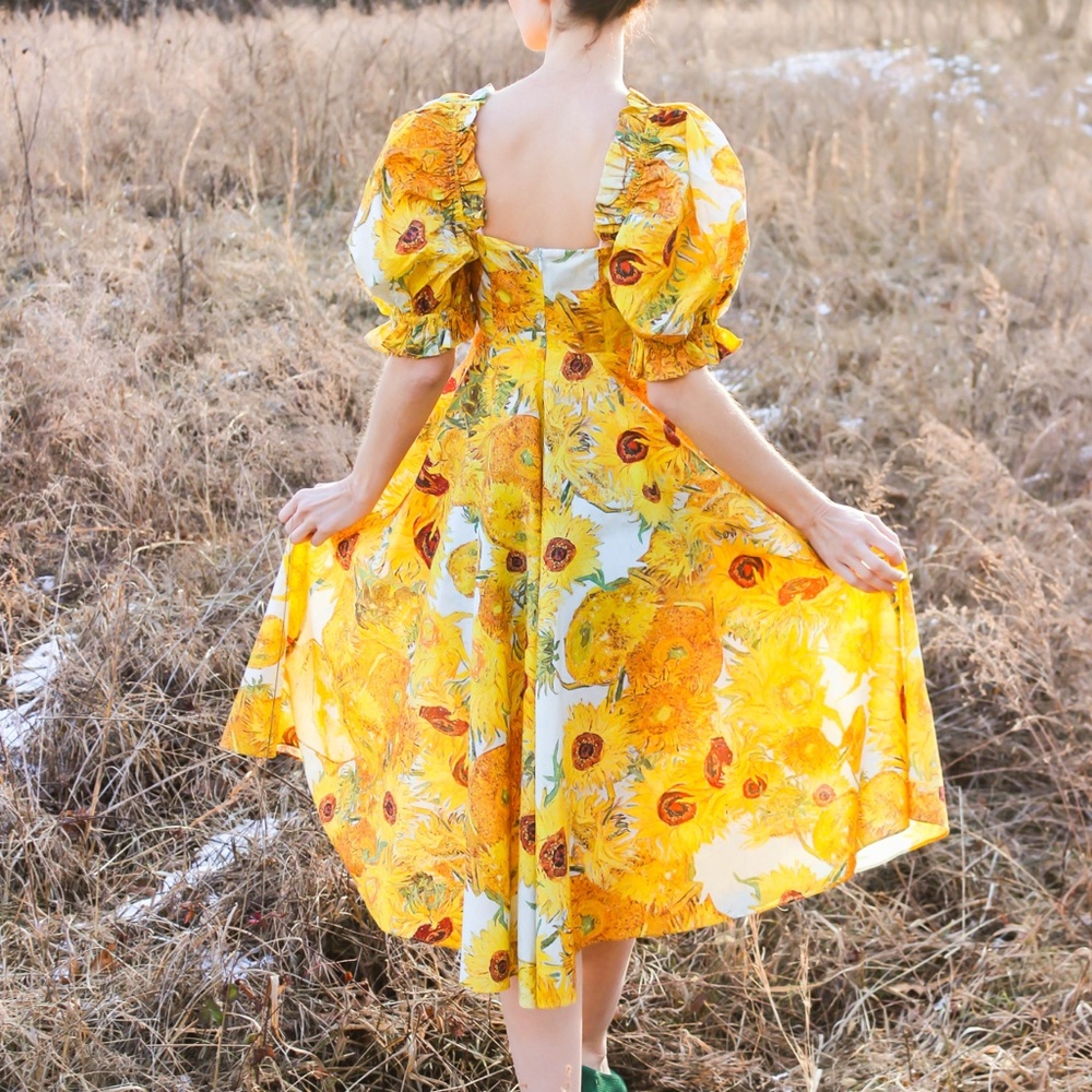 Selkie Sunflowers Tea Rose Dress - Picture 4 of 11